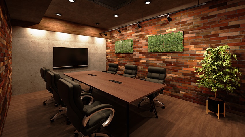 囲まれ感のある、集中しやすいミーティングスペース