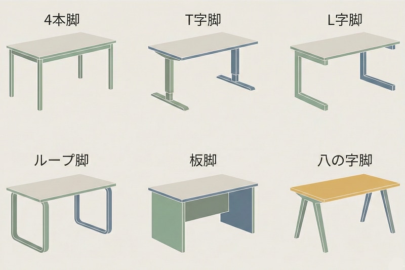 デスクの脚形状