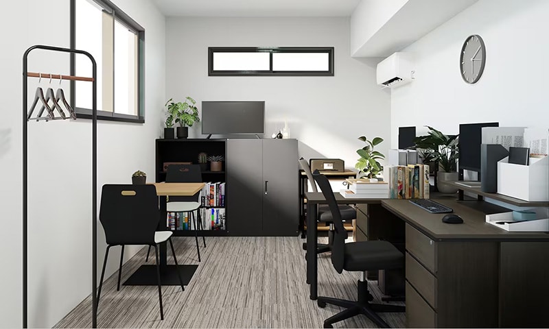 【約3坪・2人用】予算約20万円で作る壁付け集中配置のオフィス