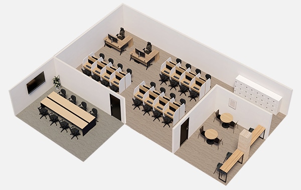 効率UPと快適さを追求したコールセンター型オフィスレイアウト